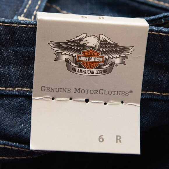 Harley Davidson Boot Cut Jeans Embellished Mid-Rise Dark Indigo Blue Size 6 New - Picture 4 of 9
